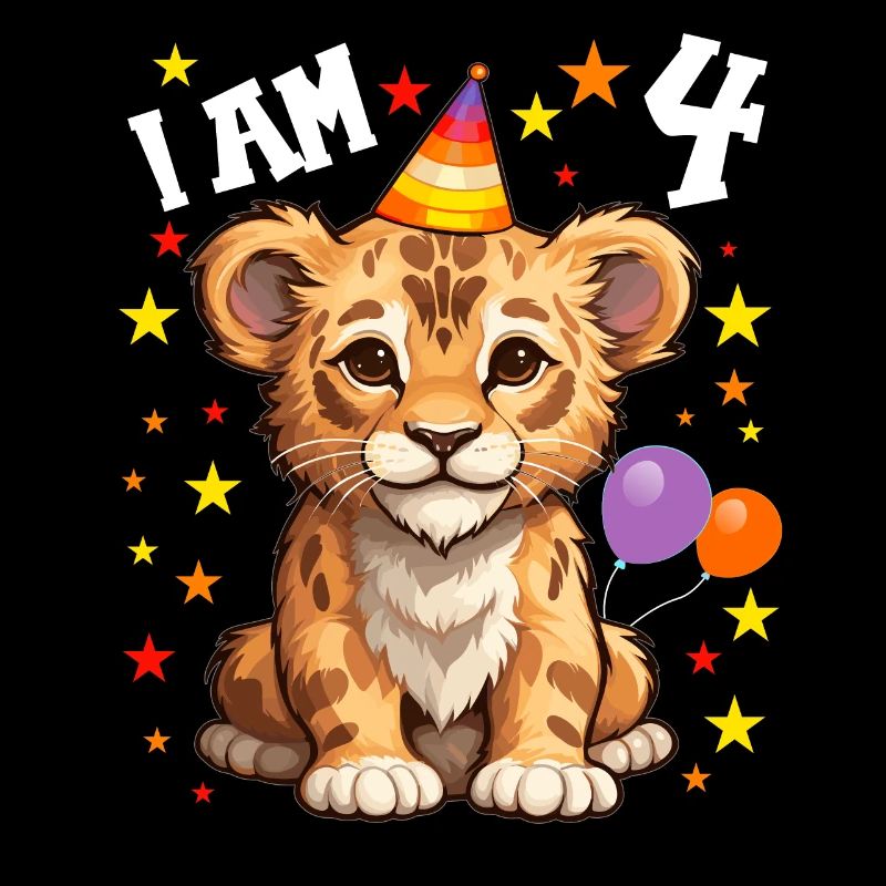 Ich bin 4 Jahre alt Löwen Löwe 4. Geburtstag