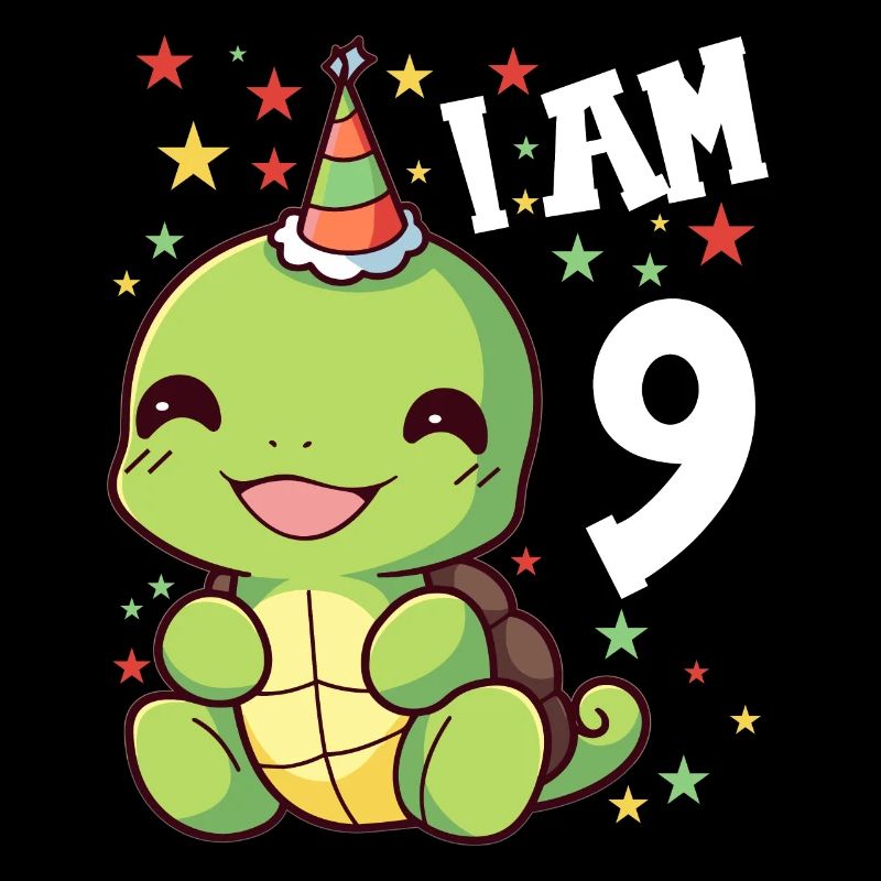 Ich bin 9 Schildkröten Schildkröte 9. Geburtstag