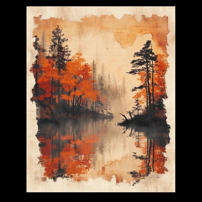 Classic Scenery Papyrus Scroll Onsen Japanese