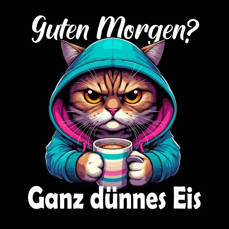 Kaffee Katze Morgenmuffel Langschläfer lustig