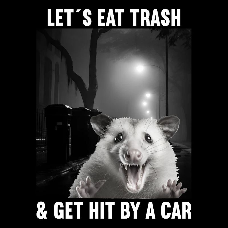 Lets eat Trash and get hit by a Car Opossum Possum