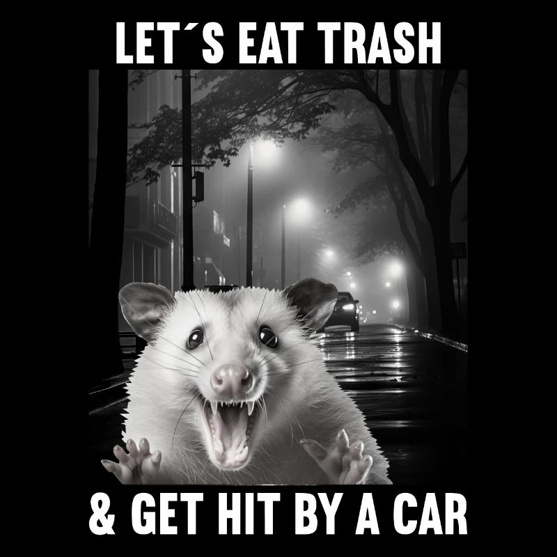 Lets eat Trash and get hit by a Car Opossum Possum