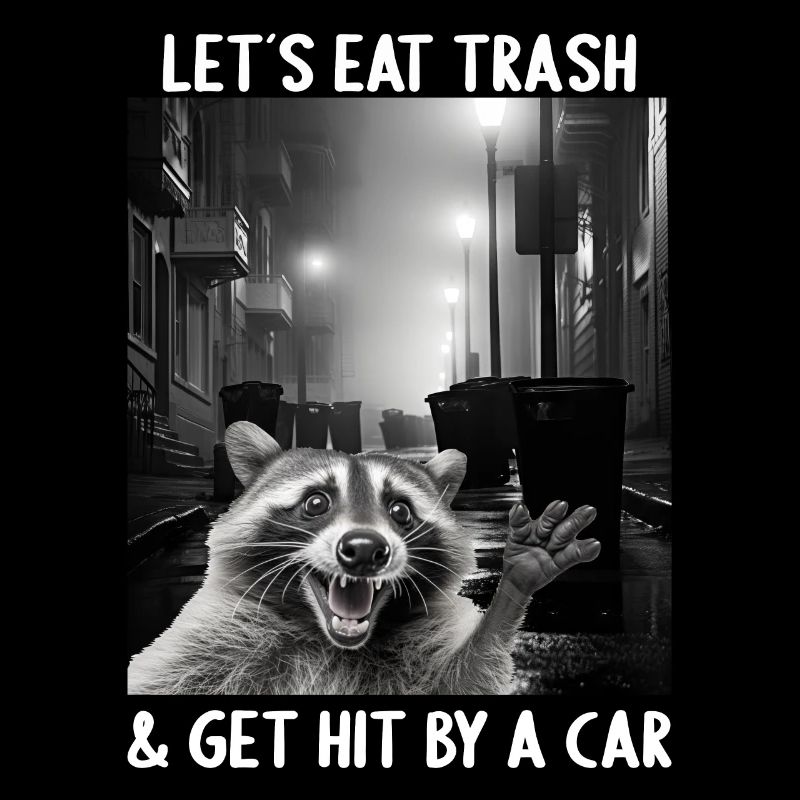 Lets eat Trash and get hit by a Car Waschbär