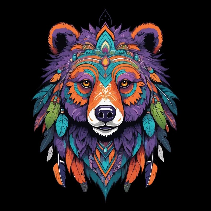 Spirit Bear Mandala Feathers Esoteric Design