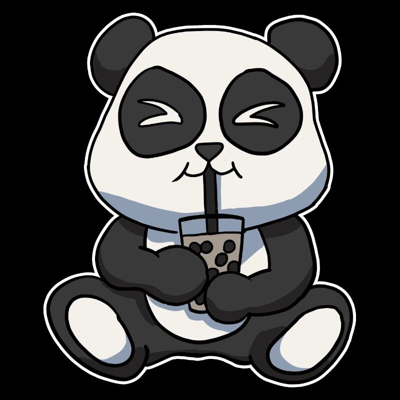 Anime Kawaii Bubble Tea Drinking Panda Bear