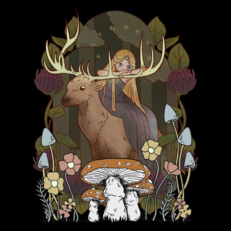 Märchen Märchenfigur Mädchen Wald Natur Hirsch