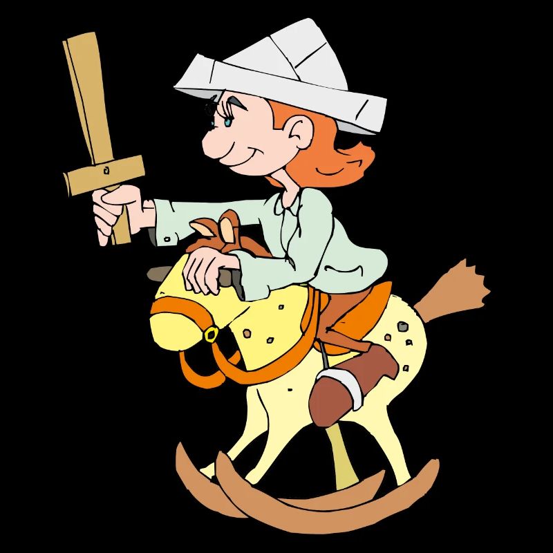 L’enfant monte sur un cheval à bascule