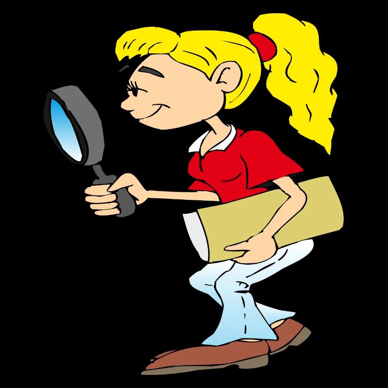 Mädchen mit Lupe in der Hand