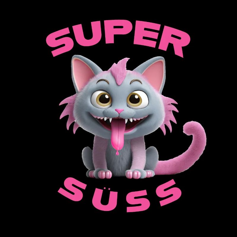 Monstre chat super mignon avec une longue langue