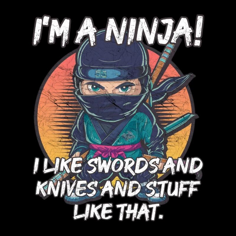 Ich bin ein Ninja! Ich mag Schwerter und Messer und so weiter