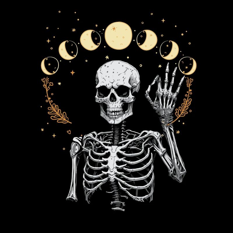 Moon Ghost Skeleton Witching Hour Halloween Spooky