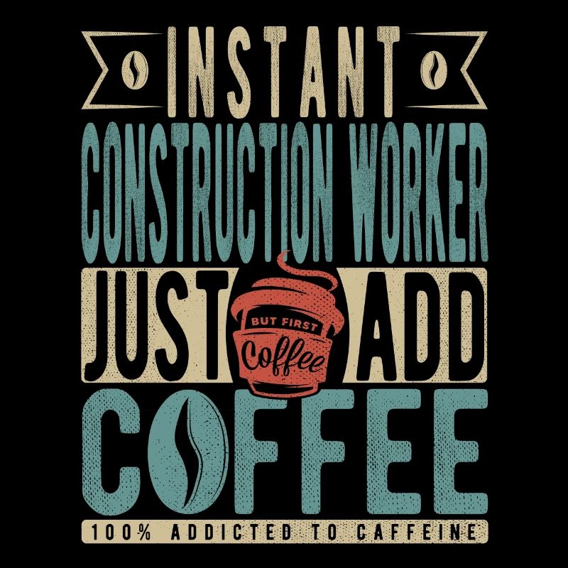 Travailleur de la construction instantané Il suffit d’ajouter du café