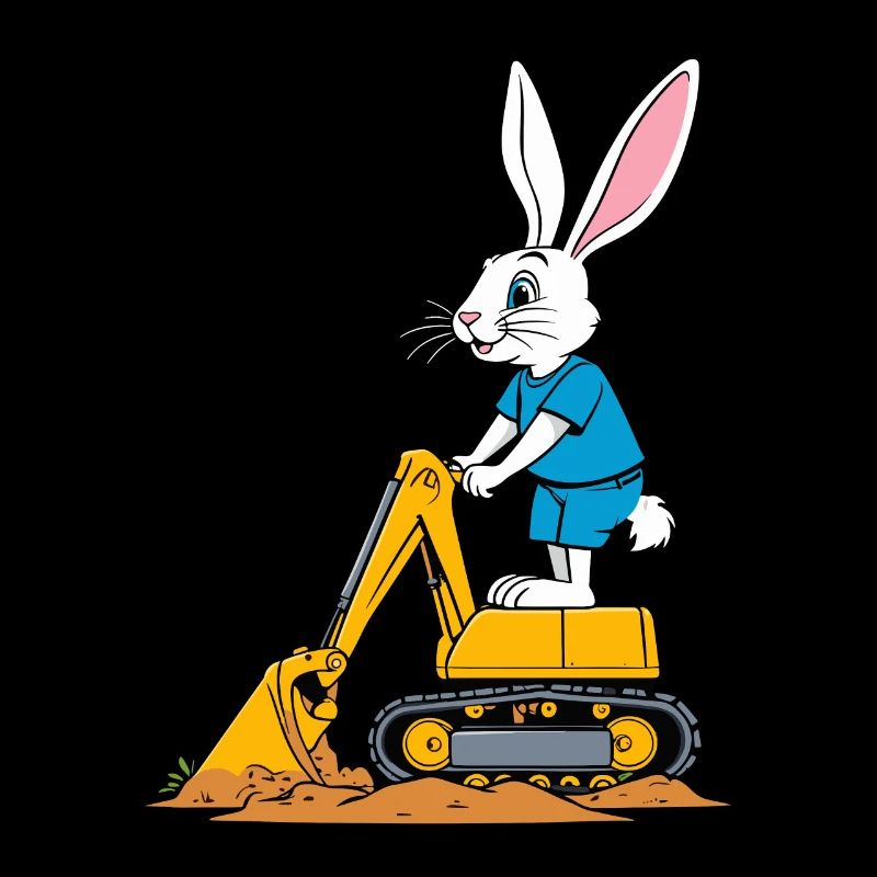 Easter Bunny Excavator Driver Funny Easter Eggs Digging