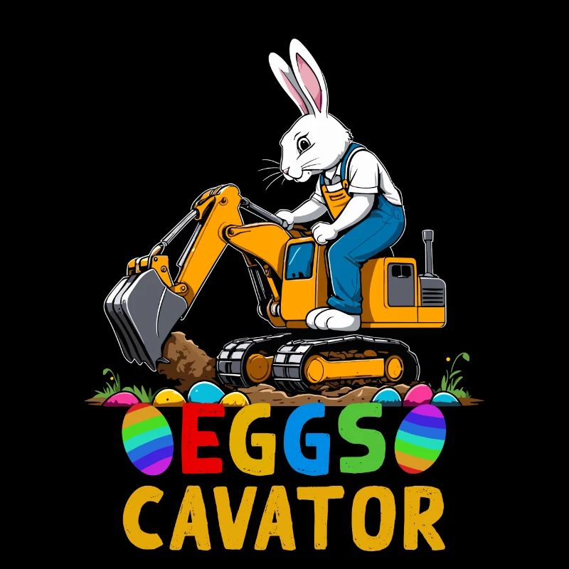 Funny Easter Saying Easter Bunny Excavator Driver