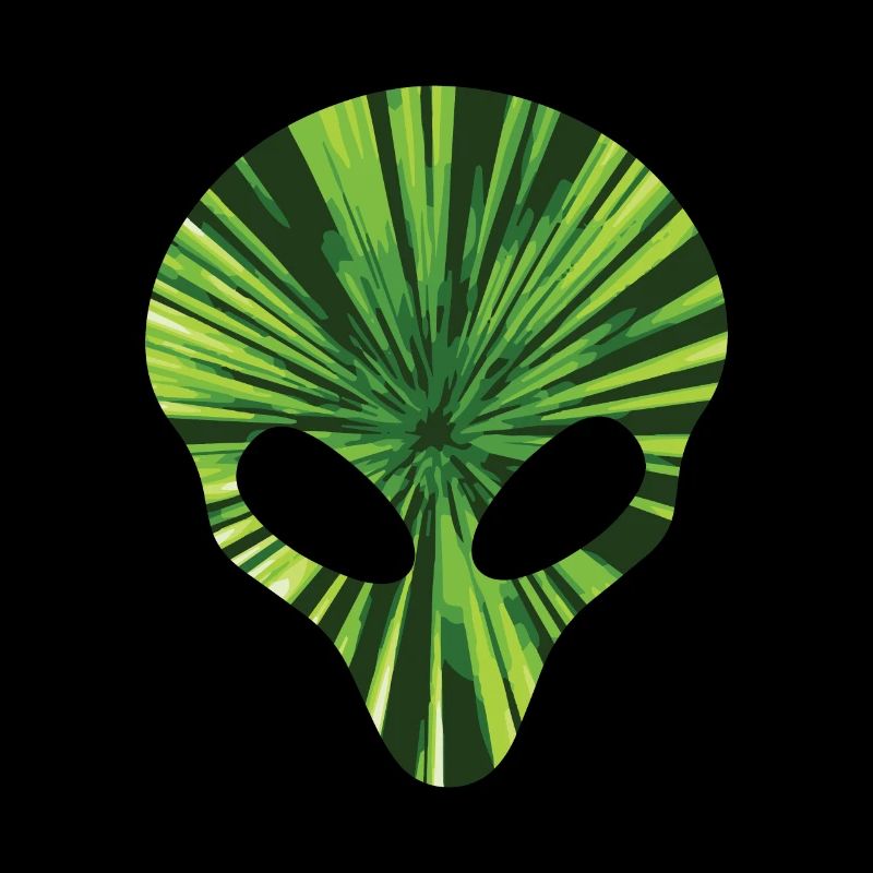 Alien Head Glowing Green T-Shirt Funny Space UFO