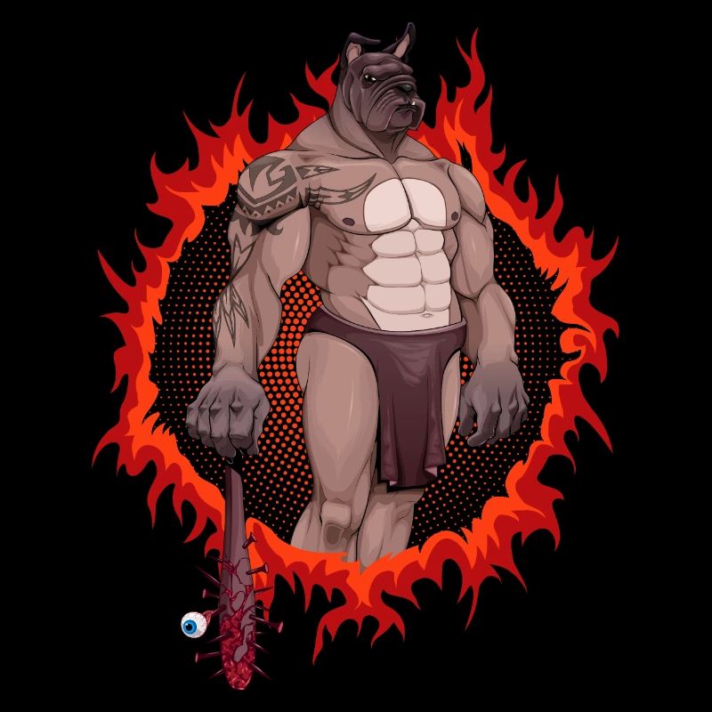 Hunde-Mutant mit feurigem Hintergrund