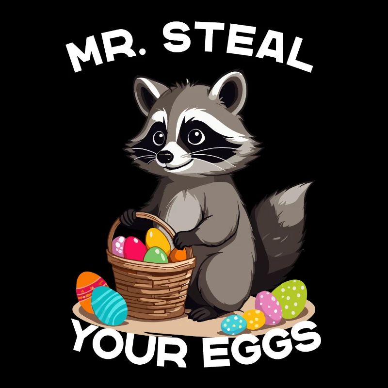 Funny Raccoon Eggs Thief Easter Saying