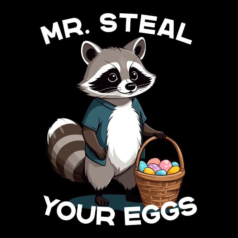 Funny Egg Thief Raccoon Easter Bunny Design