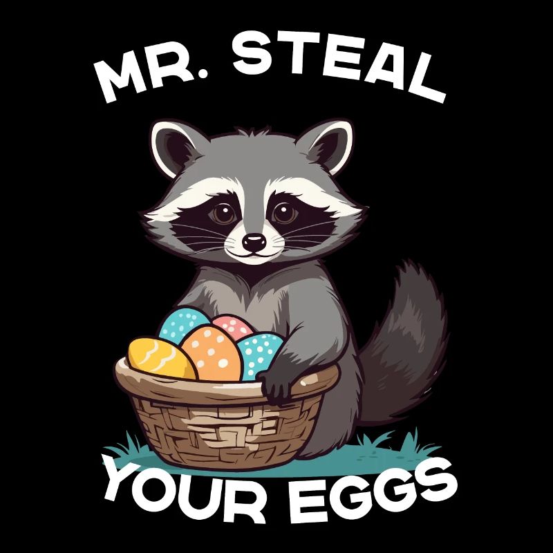 Funny Raccoon Eggs Thief Easter Saying