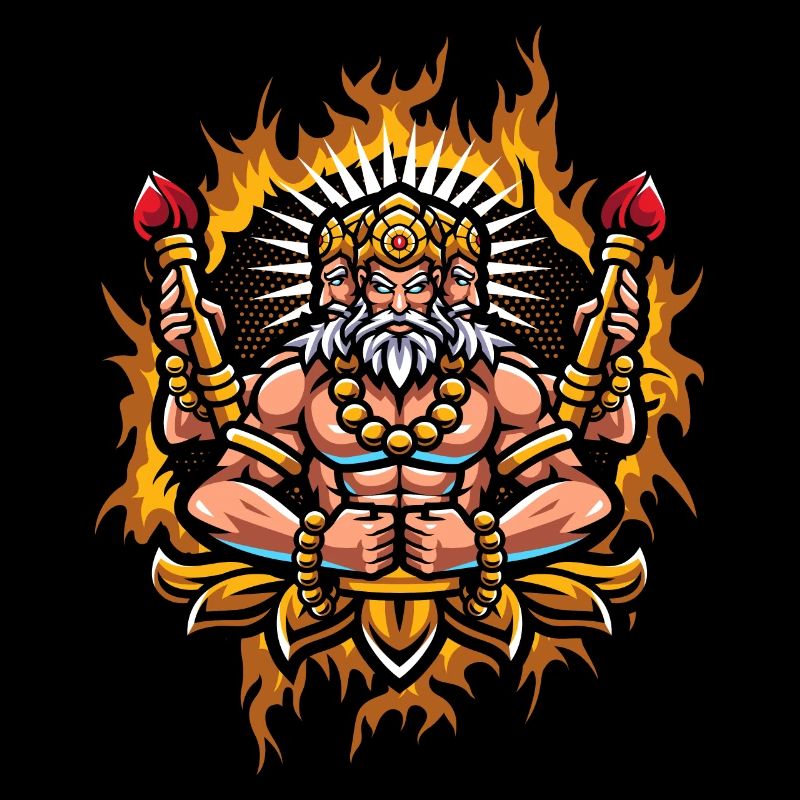 Brahma with Halftone Fire Background