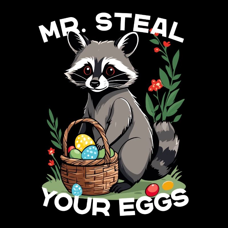 Funny Egg Thief Raccoon Easter Bunny Design