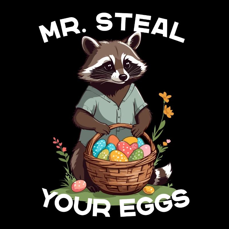 Funny Raccoon Eggs Thief Easter Saying