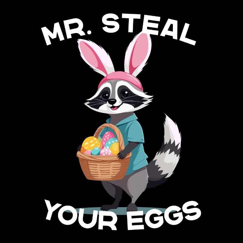 Funny Raccoon Eggs Thief Easter Saying