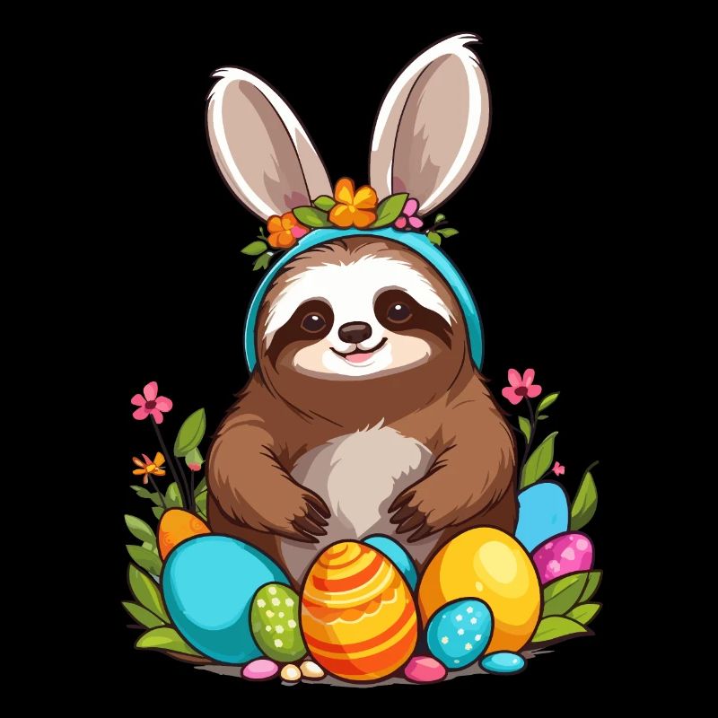 Funny Sloth Easter Bunny Iconic Easter