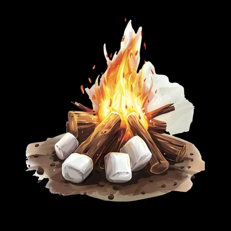 Cozy campfire with marshmallows