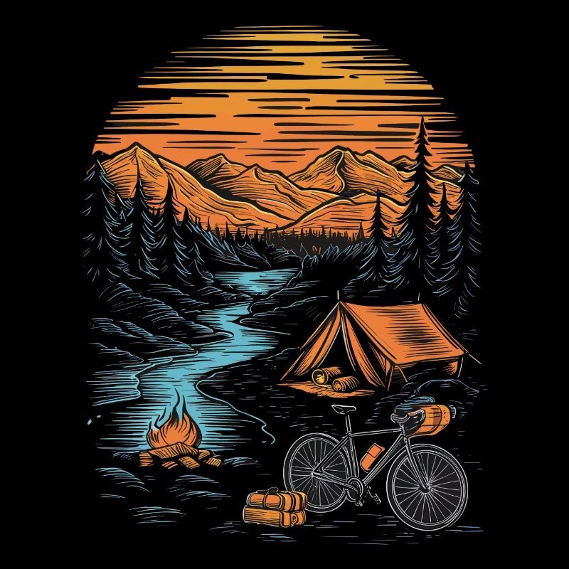 Bicycle Camping Camping Mountains Nature Excursion