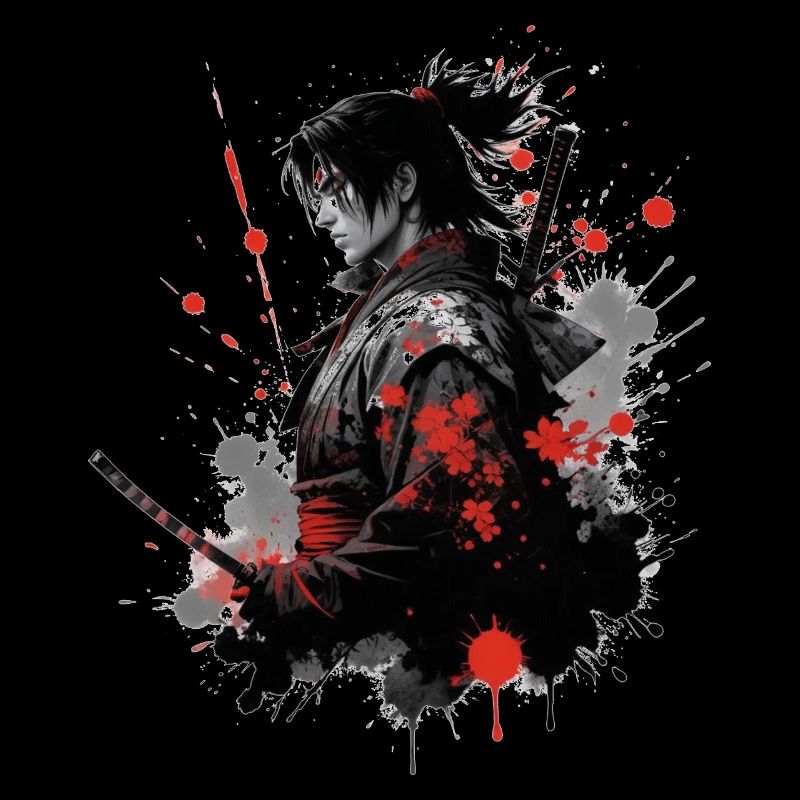 Samurai Krieger Wasserfarben Design