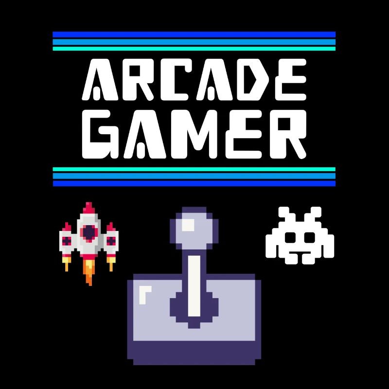 Arcade Gamer Pixel Alien Invader Joystick Retro