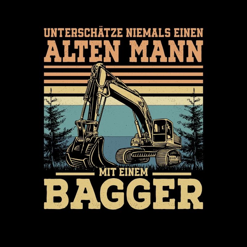Alten Mann mit einem Bagger Baggerfahrer Bau