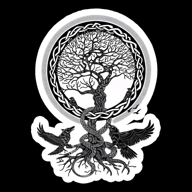 Round braided arborvitae with ravens