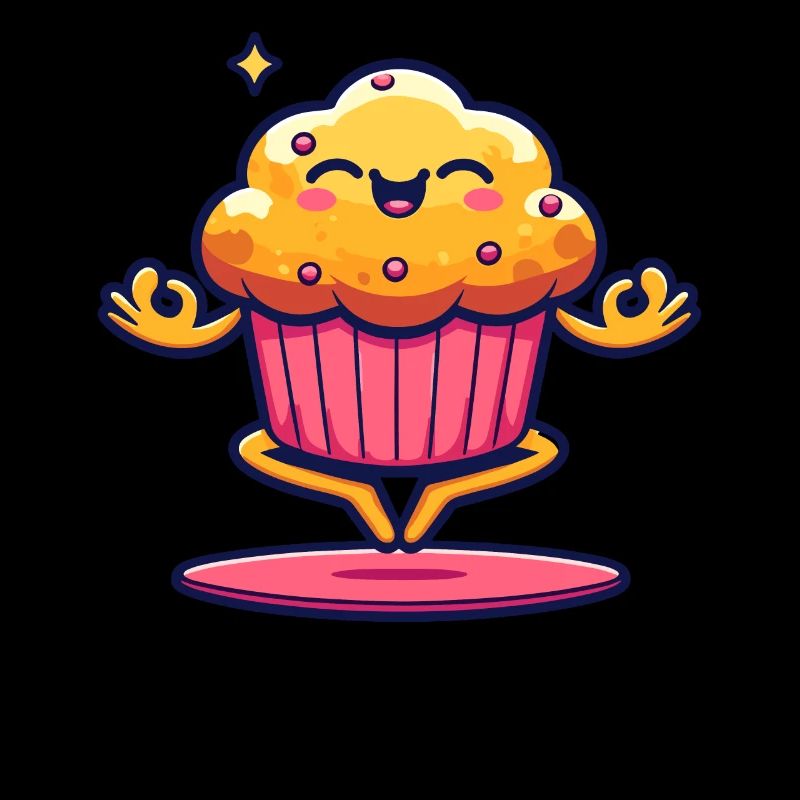 Cupcake mignon avec visage souriant