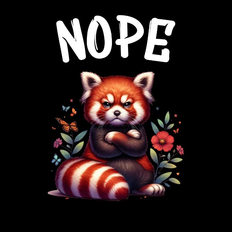 Red Panda Funny Saying Nope Fire Fox
