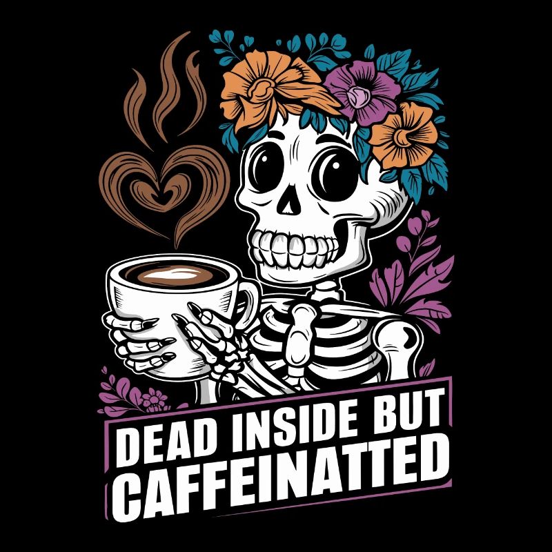 Funny Coffee Caffeine Skeleton Saying