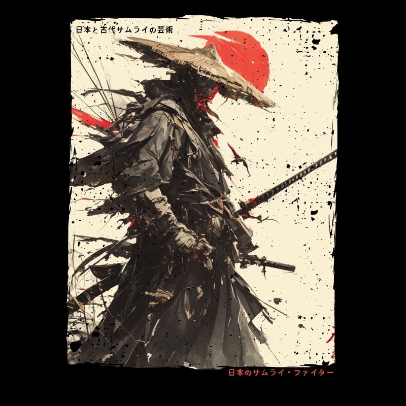 Samurai Kämpfer - Japanisches Ukiyo-e Kunstwerk