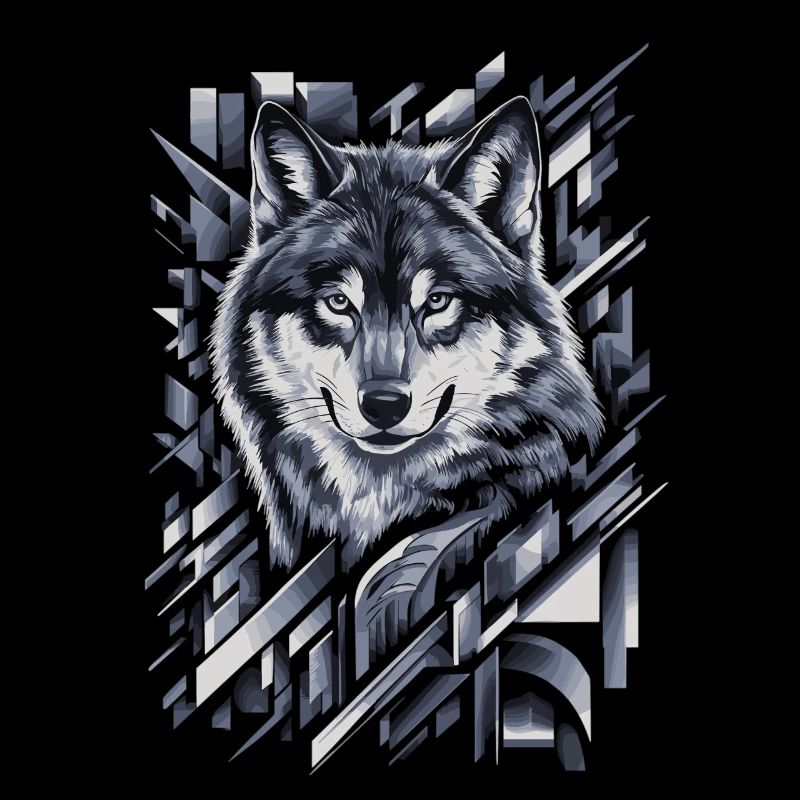 Wolf Artwork Geometric Shapes