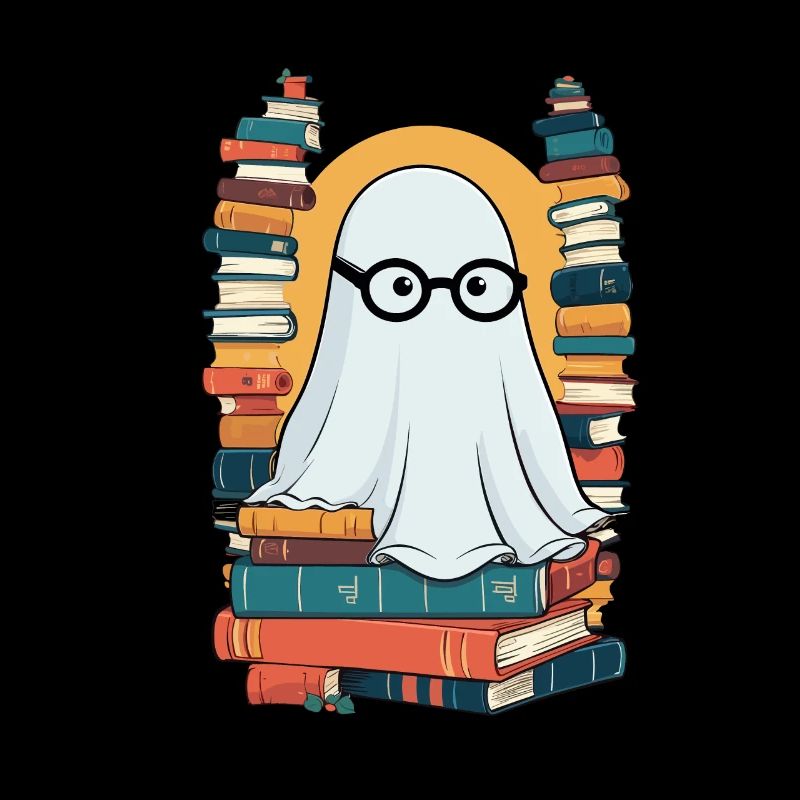 Reading Halloween Ghost Book Lover Style