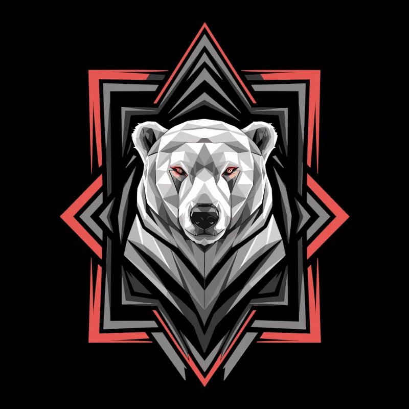 Geometric Polar Bear Head Artwork