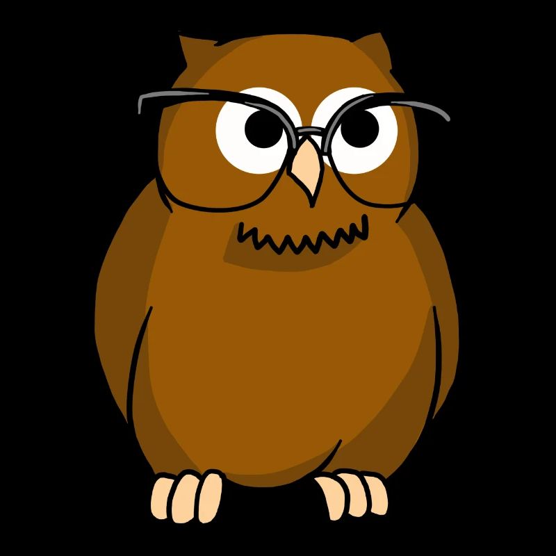 Owl With Glasses Icon Style Nocturnal Predator