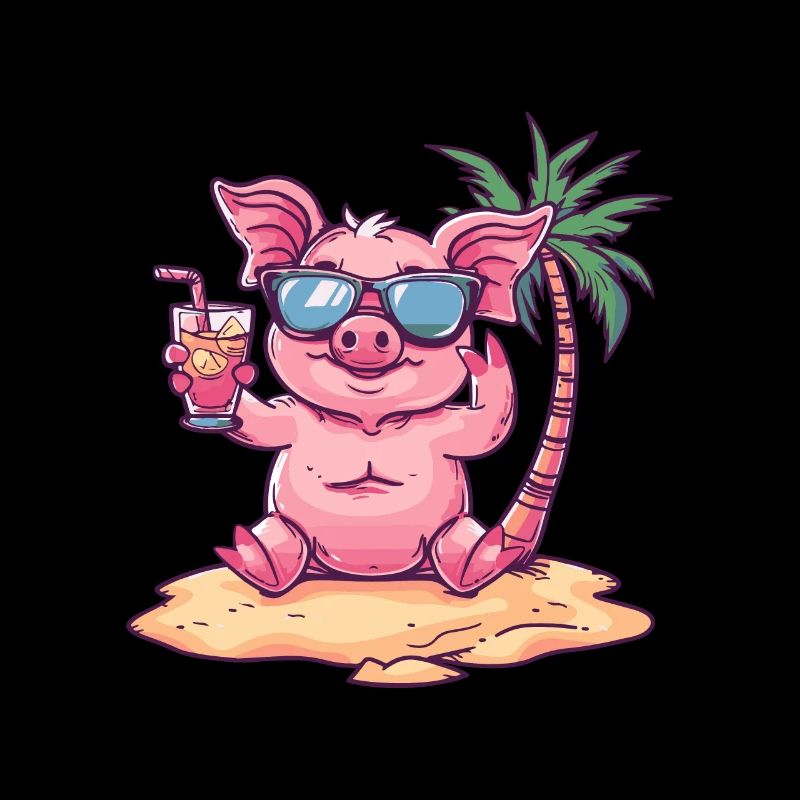 Cochon d’été plage bande dessinée