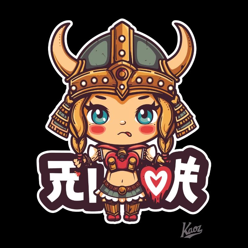 süßes chibi Barbaren Wikinger Mädchen