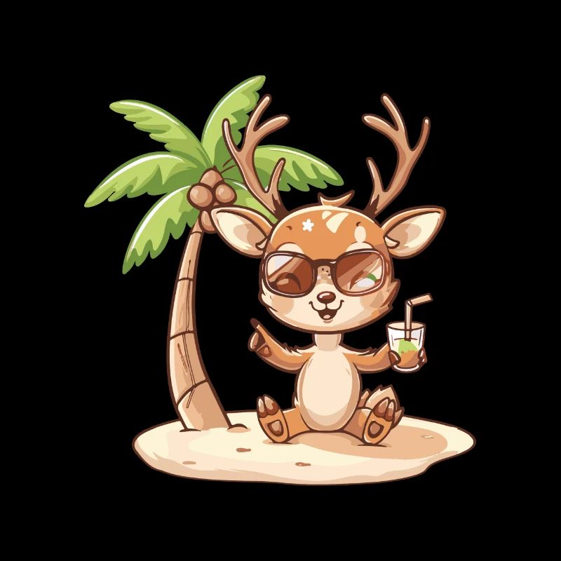 Hirsch Sommer Strand Comic