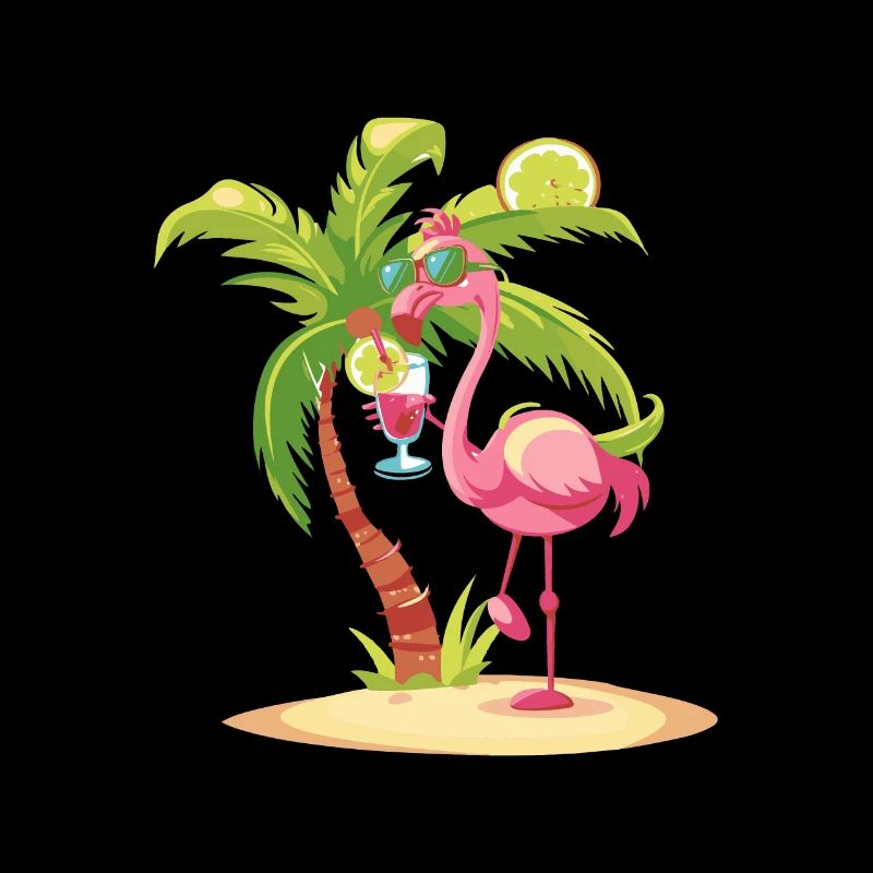 Flamingo Sommer Strand Comic