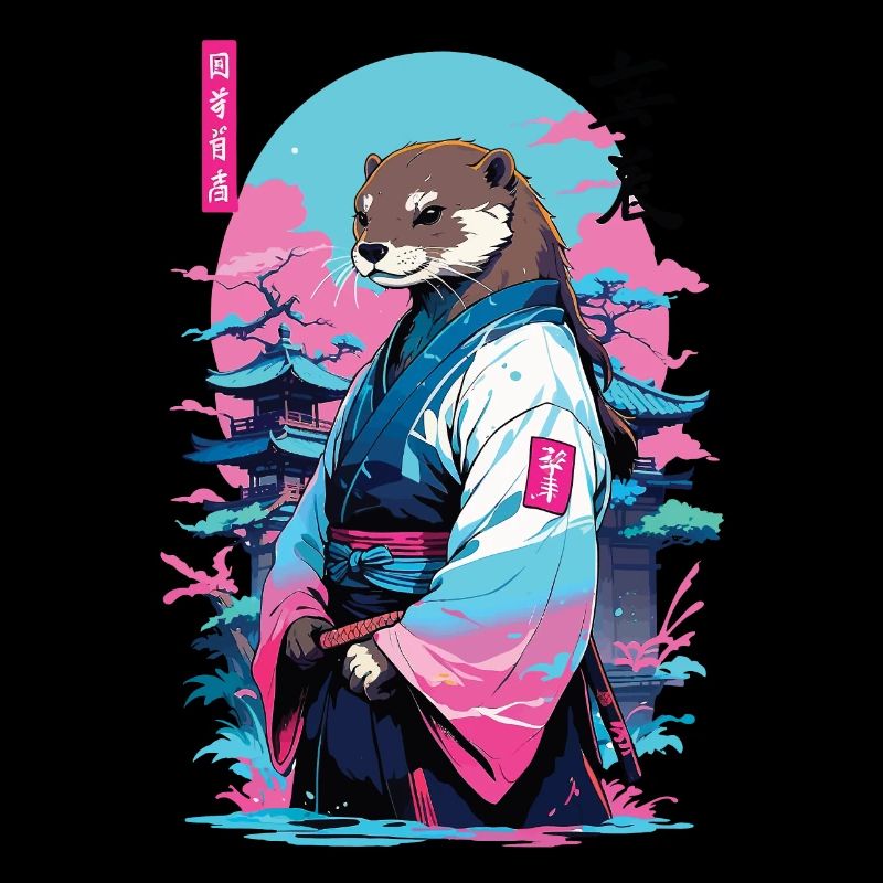 Samurai Otter Aesthetic Vaporwave Stil