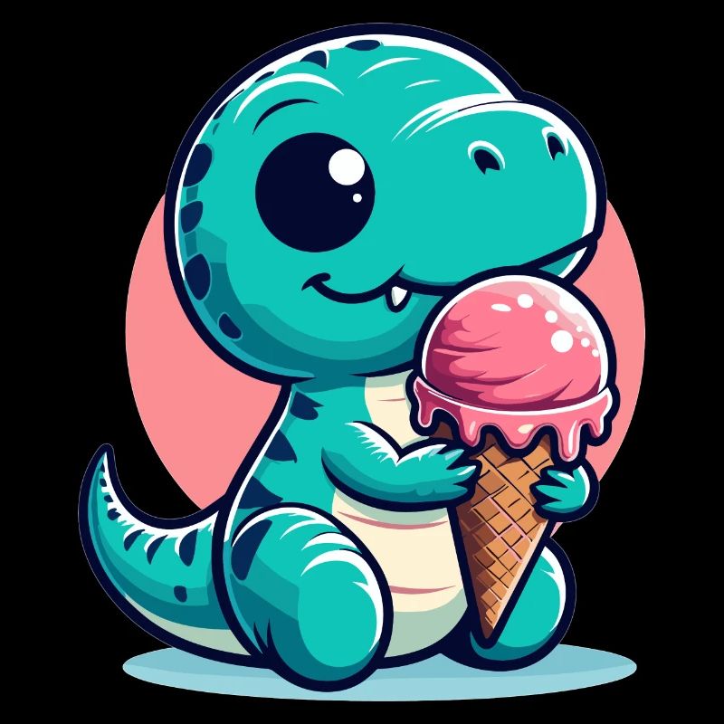 Süßer T-Rex mit Eis Dinosaurier Geschenk