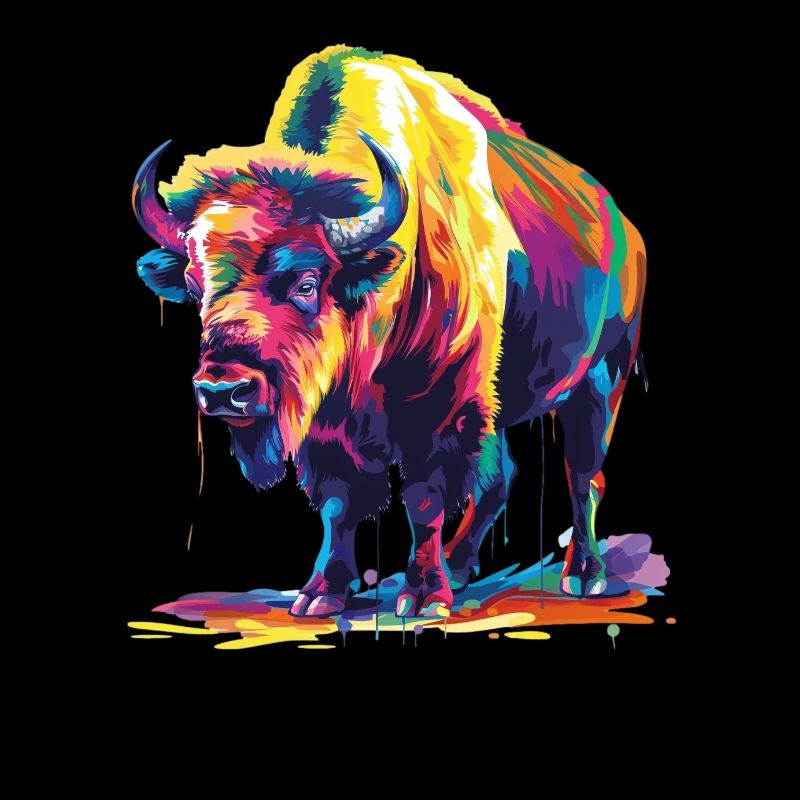 Buffalo Rainbow Drippin Bunter Büffel Kunst