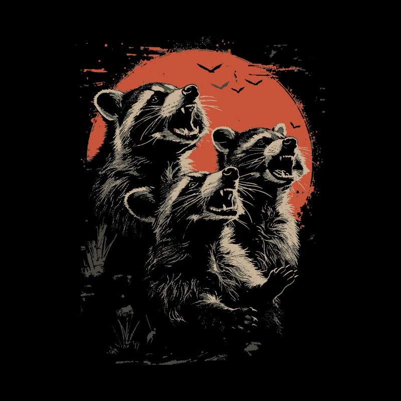 3 ratons laveurs lune drôle de ratons laveurs conception graphique